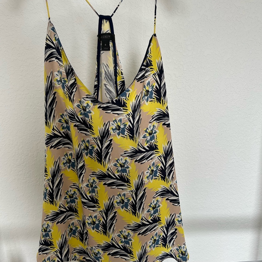J. Crew 100% Silk Yellow Floral Top